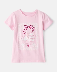 Girls Marie Cat Short-Sleeve Graphic Tee - Pink