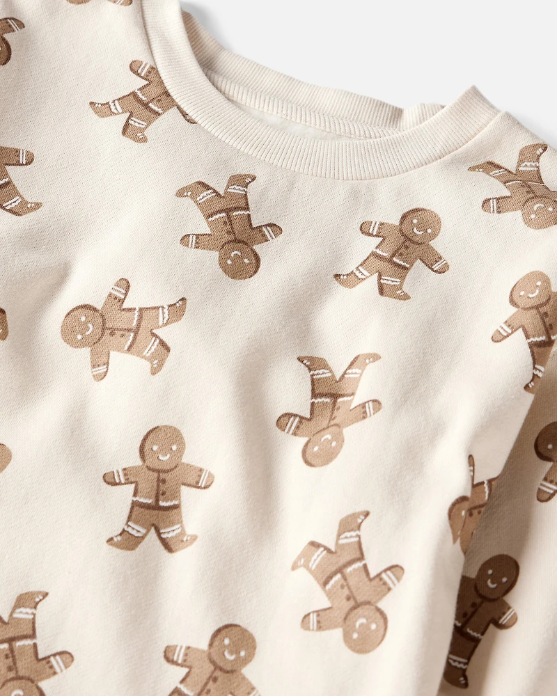 Kid Gingerbread Man Holiday Pullover Made with Organic Cotton