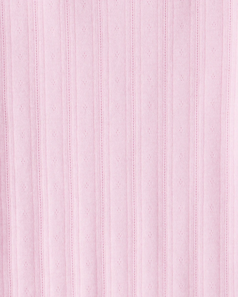 Girls Pointelle Long-Sleeve Top - Pink