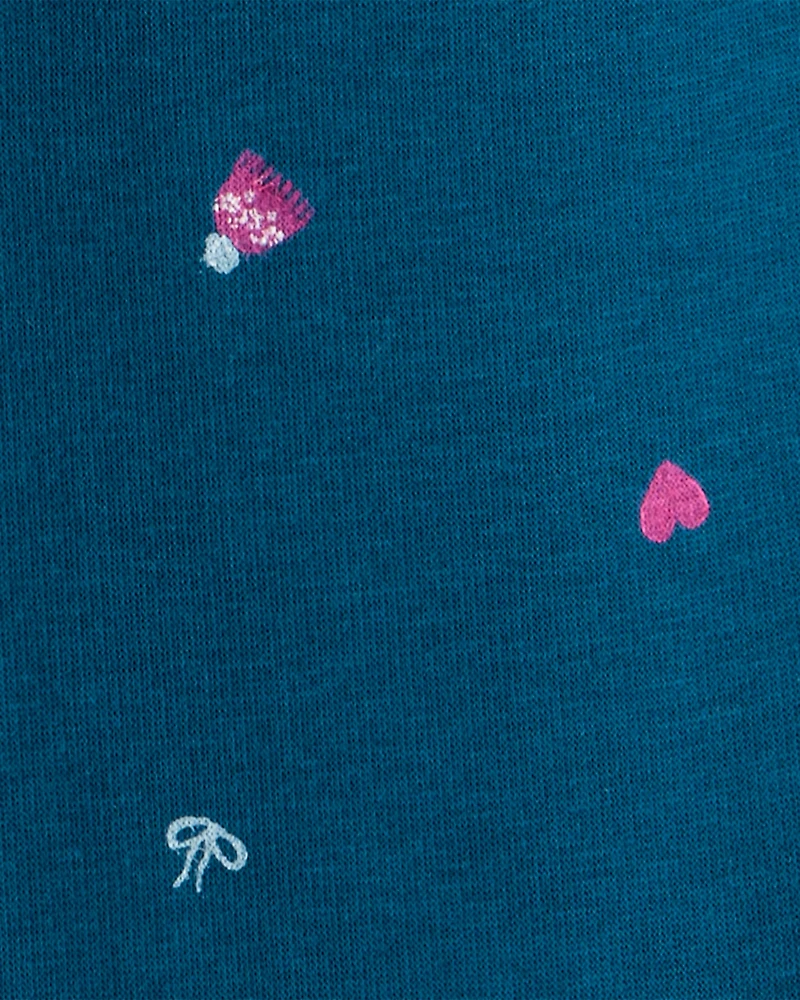 Girls Ice Skate Print Pull-On Stretch Cozy Leggings - Blue