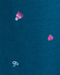 Girls Ice Skate Print Pull-On Stretch Cozy Leggings - Blue