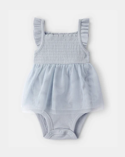 Baby Girl Ruffle Sleeveless Tutu Romper - Blue