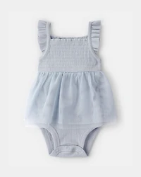 Baby Girl Ruffle Sleeveless Tutu Romper - Blue