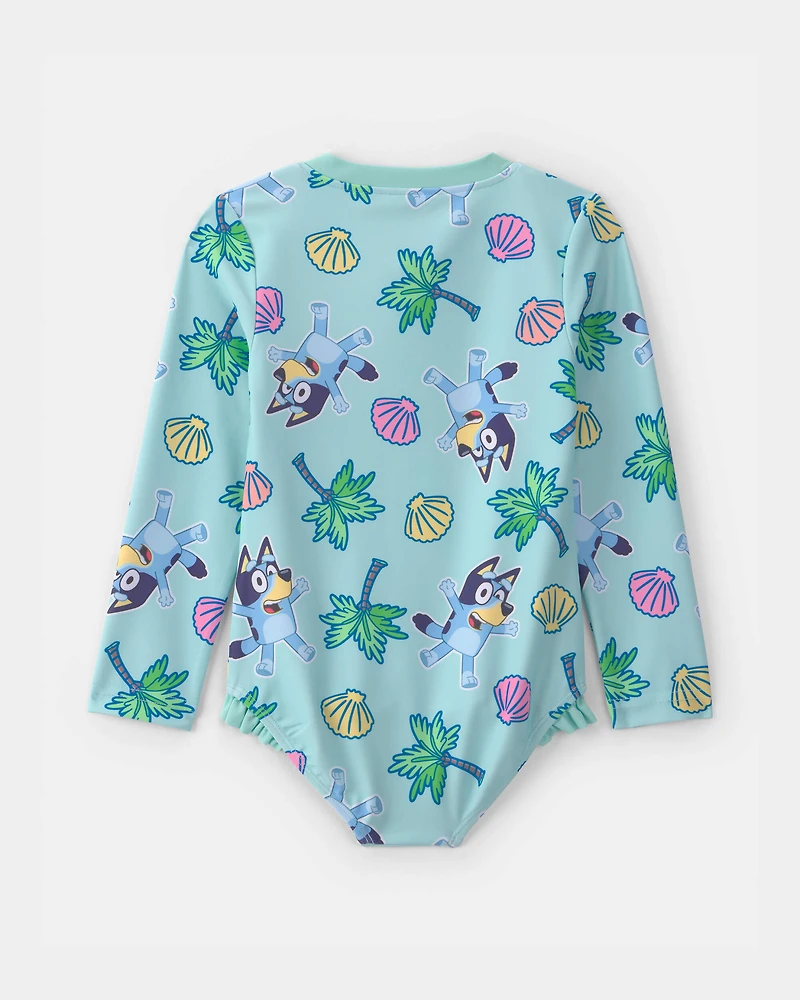 Toddler Girl Bluey™ 1-Piece Rashguard Swimsuit - Blue