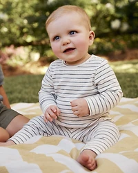 Baby 2-Piece Striped Pant Set - Blue/Ivory