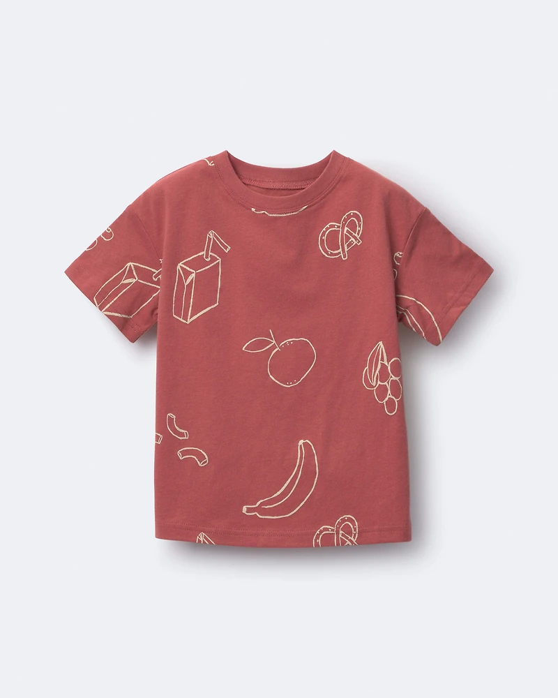 Toddler Relaxed Tee Snack Print - Red