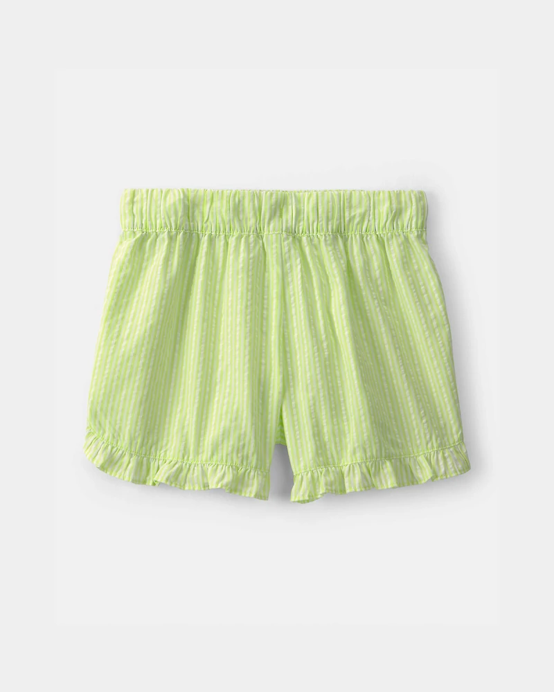 Girls Ruffle-Trim Shorts - Green