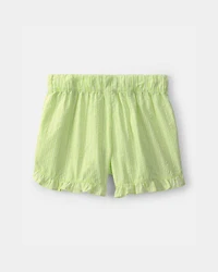 Girls Ruffle-Trim Shorts - Green