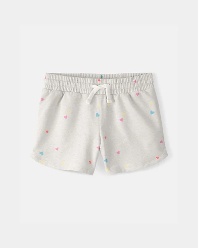 Girls Heart French Terry Shorts - Grey