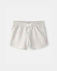 Girls Heart French Terry Shorts - Grey