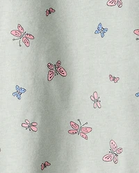 Toddler Girl Butterfly Print Long Sleeve Tee - Green