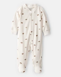 Baby Pastry Print Cotton Long-Sleeve Snug Fit Sleeper - Cream