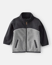 Baby Boy Long-Sleeve Zip-Up Jacket - Grey/Black