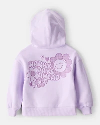 Toddler Girl 2-Piece Flower Graphic Long-Sleeve Hoodie & Pant Set - Purple