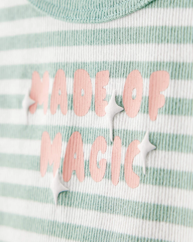 Toddler Girl 'Made of Magic' Striped Long-Sleeve Top - Green
