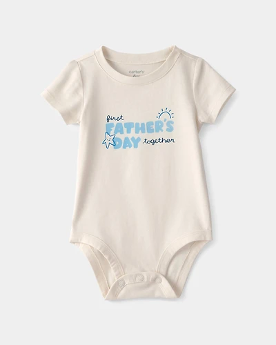 Baby 'Fathers Day' Graphic Bodysuit - Cream