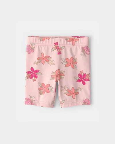 Toddler Girl Tropical Floral Bike Shorts - Pink