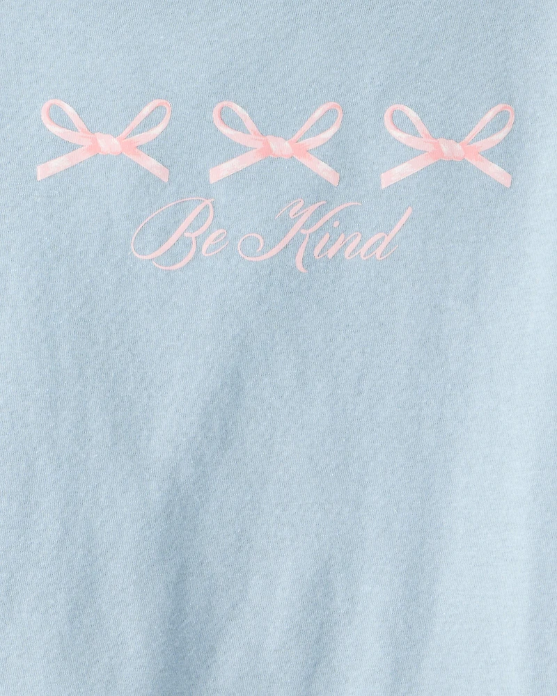 Girls Bow Long-Sleeve Graphic Tee - Blue