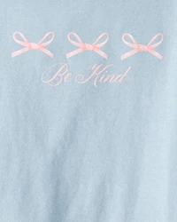 Girls Bow Long-Sleeve Graphic Tee - Blue