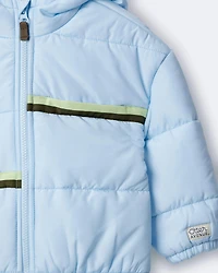 Toddler Boy Zip-Up Hooded Puffer - Light Blue