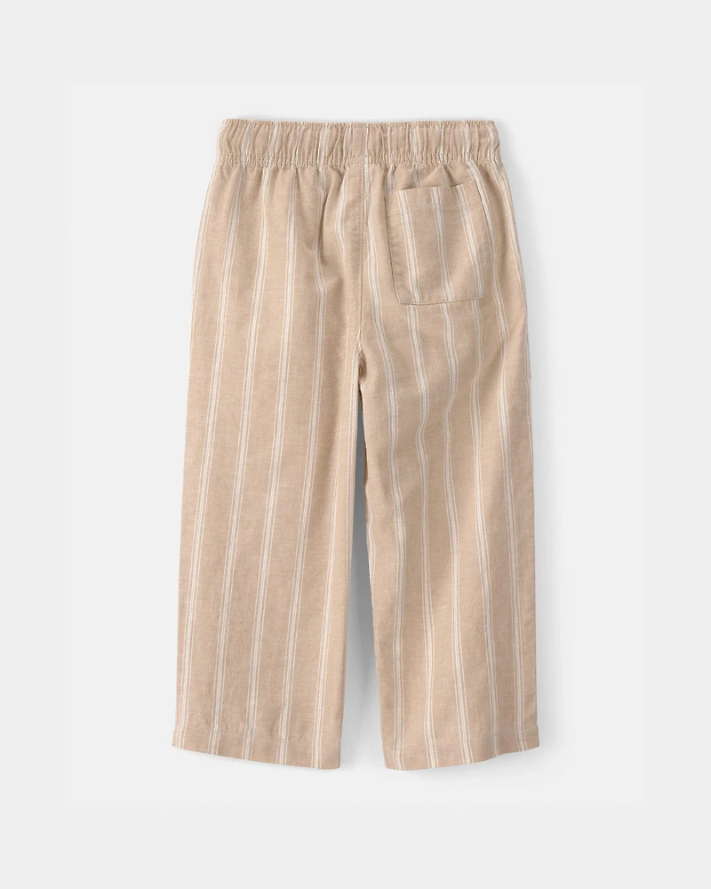 Toddler Striped Linen Pants - Brown