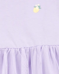 Kid 2-Piece Lemon Tulle Top & Legging Set - Purple