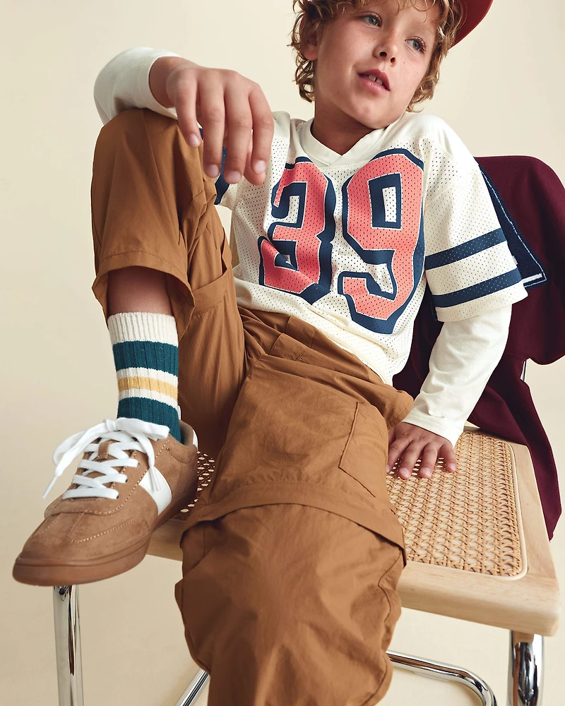 Boys Cargo Utility Zip-Off Pants - Brown