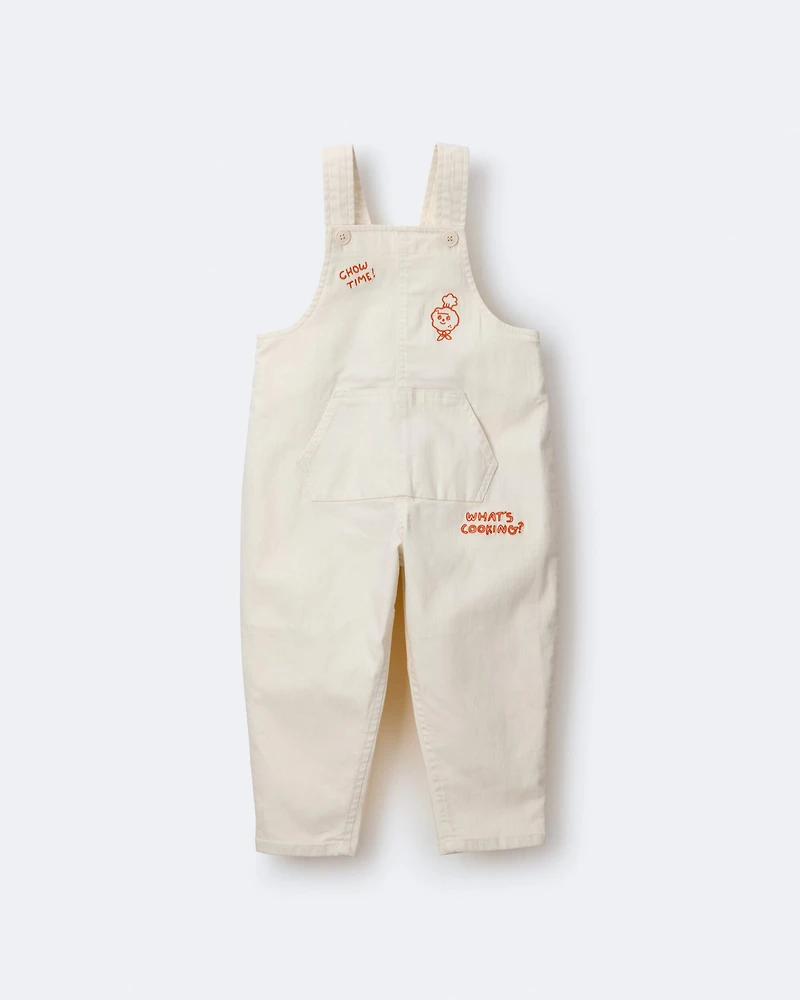 Toddler Let's Eat' Overall with Kanga Pocket - Cream