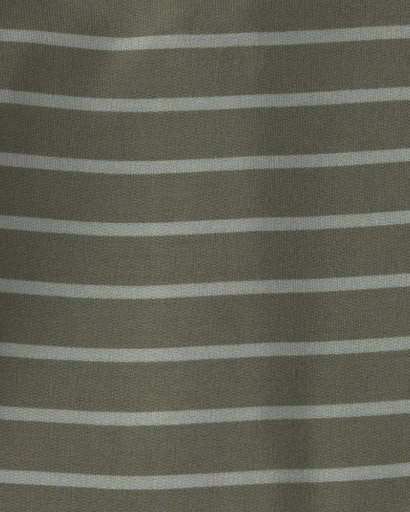 Baby Boy Striped PurelySoft™ Long-Sleeve Jumpsuit - Olive Green
