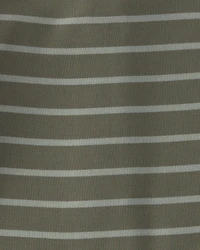 Baby Boy Striped PurelySoft™ Long-Sleeve Jumpsuit - Olive Green