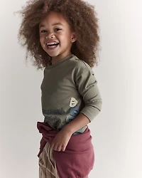 Toddler Rock Collector Long-Sleeve Relaxed Graphic Tee - Olive