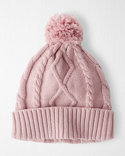 Toddler Girl Organic Cotton Cable Knit Hat