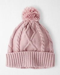 Toddler Girl Organic Cotton Cable Knit Hat
