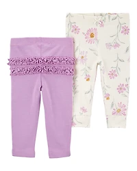 Baby Girl 2-Pack Floral Pull-On Pants