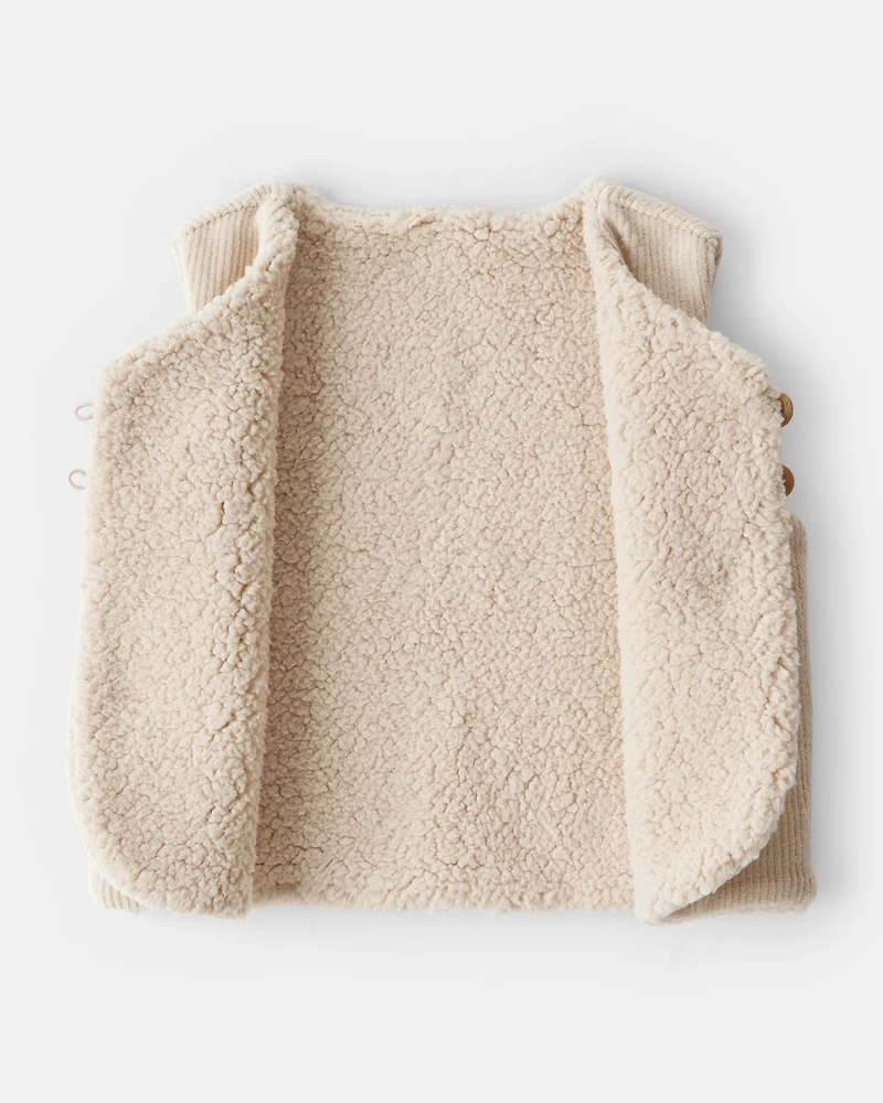 Baby Girl 3-Piece Floral Motif Velour Vest Outfitt Set