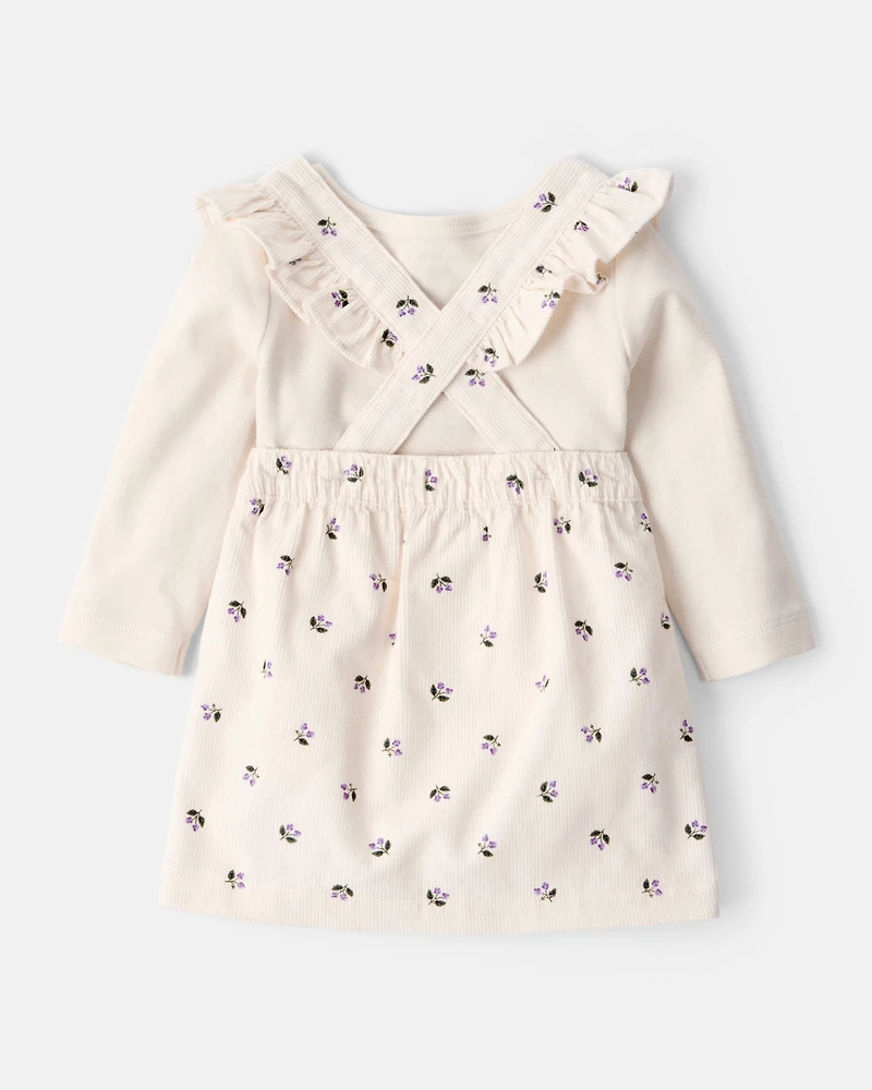 Baby Girl 3-Piece Floral Long-Sleeve Dress Set - White