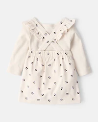 Baby Girl 3-Piece Floral Long-Sleeve Dress Set - White