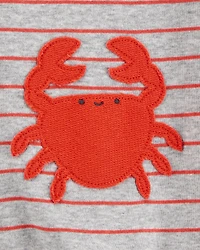 Baby Boy Crab Striped Cotton Blend Short-Sleeve Romper