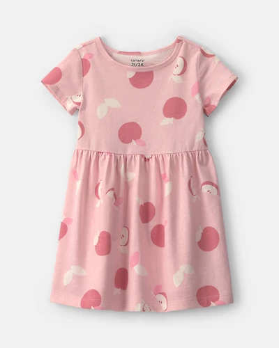 Toddler Girl Apple Short-Sleeve Dress - Pink