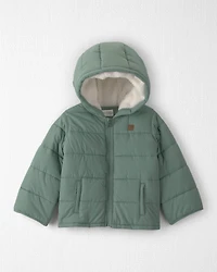Toddler Recycled Teddy Fleece Hooded Puffer Jacket