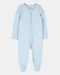 Baby Boy Solid 2-Way Zip PurelySoft Sleeper Pyjamas - Blue