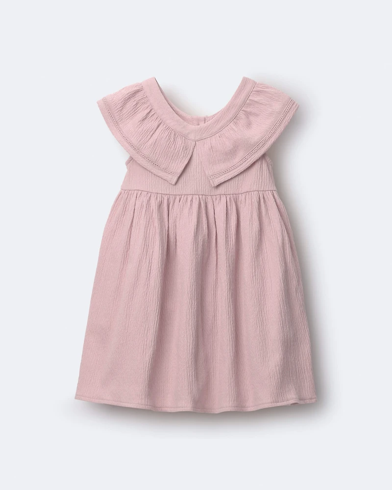 Toddler Girl Ruffle Collar Dress - Light Pink