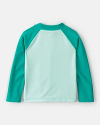 Toddler Boy 2-Piece Whale Long-Sleeve Rashguard & Swim Trunks Set - Green