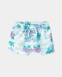 Baby Boy 2-Piece Beach Tropical Long-Sleeve Rashguard Trunk Set - Blue