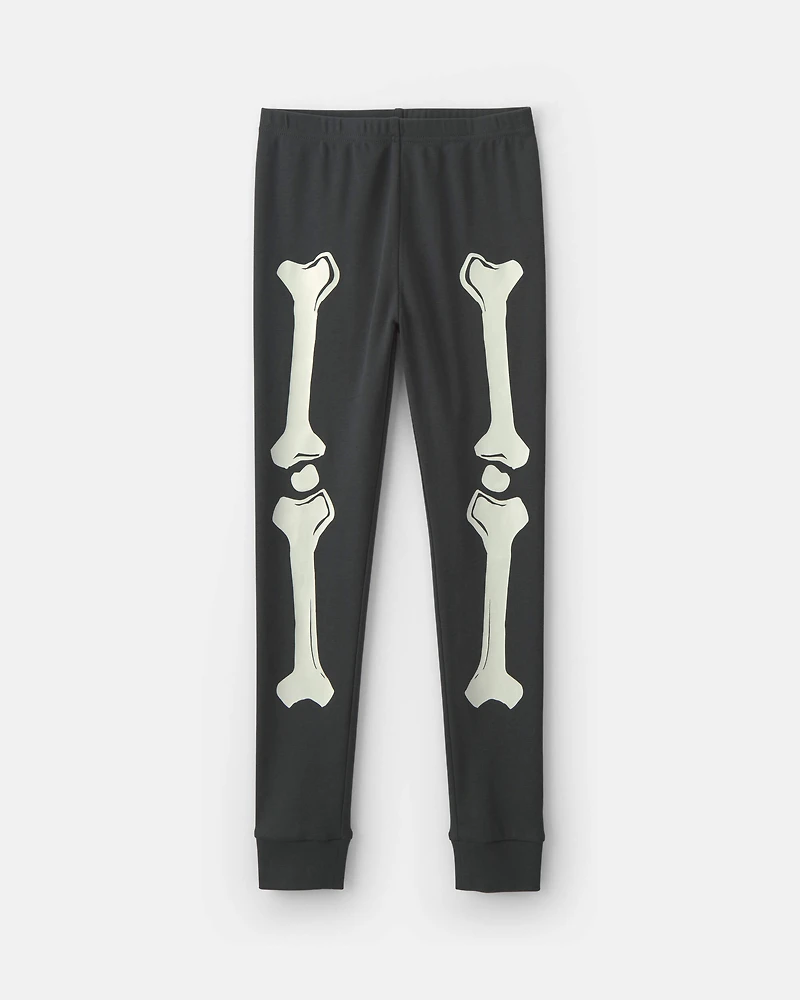 Kids 2-Piece Halloween Skeleton 100% Cotton Snug Fit Pyjama Set - Black