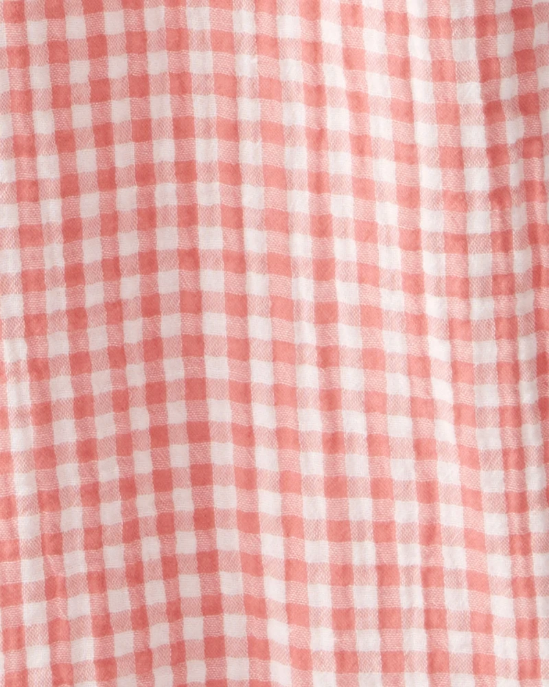 Kid Organic Cotton Gauze Gingham Jumpsuit