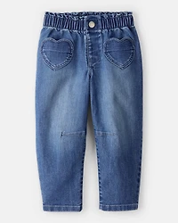 Toddler Girl Heart Pocket Barrel Jeans - Blue