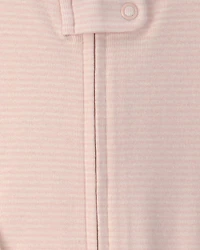 Baby Girl 2-Pack Floral Striped 100% Cotton 2-Way Zip Sleepers - Pink