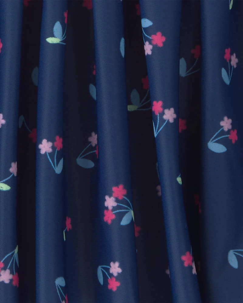 Girls Floral Active Skort - Navy