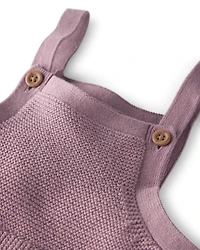 Baby Girl Organic Cotton Sweater Knit Overalls